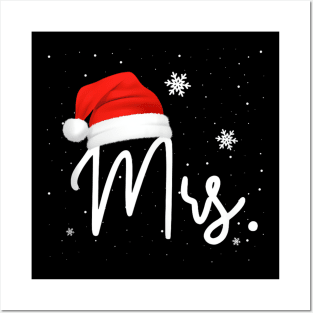 Mr and Mrs Claus Couples Funny - Santa Matching Christmas Posters and Art